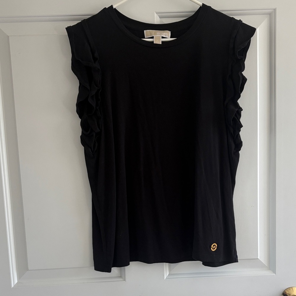 Michae Kors Black Ruffle Sleeve Top